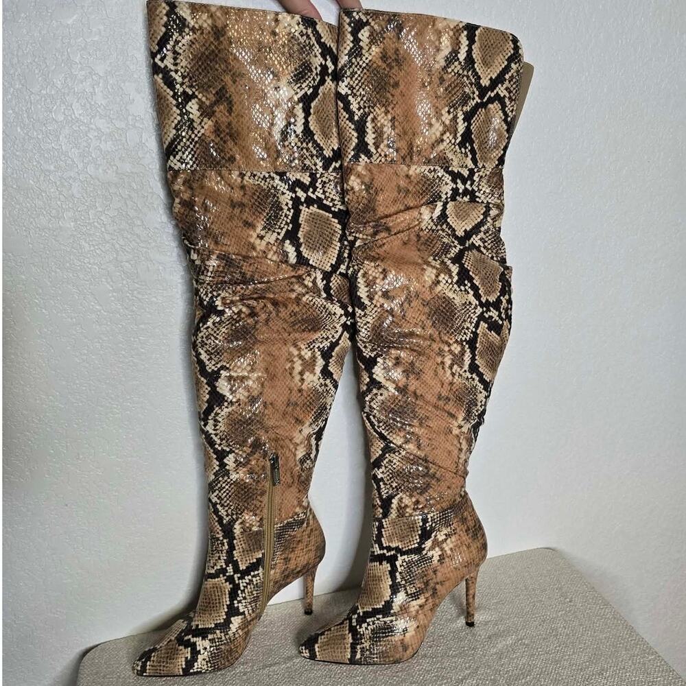 Jessica Simpson Snakeskin Print Over the Knee Stiletto Boots Size 6